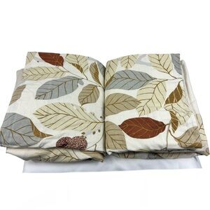 IKEA Stockholm Blad Curtain Drape Gray Brown Taupe Leaf Print 2 Panels